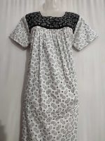 Front Open Cotton Nighty With Buttons, 55 Inches Long - White - Image 2