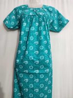 Traditional cotton nighty, 55 Inches Long - Green - Image 2