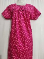Traditional cotton nighty, 55 Inches Long - Rose - Image 2