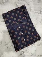 Front Open Cotton Nighty With Buttons, 57 Inches Long - Blue - Image 3