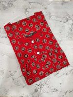 Front Open Cotton Nighty With Buttons, 57 Inches Long - Red - Image 2