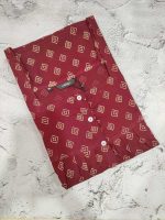 Front Open Cotton Nighty With Buttons, 57 Inches Long - Maroon - Image 3