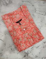 Traditional cotton nighty, 55 Inches Long -Peach - Image 3