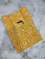 Traditional cotton nighty, 55 Inches Long -Yellow - Image 3