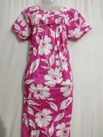 Traditional cotton nighty, 55 Inches Long Pink - Image 2