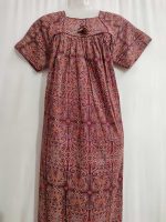 Traditional cotton nighty, 55 Inches Long -Maroon - Image 2