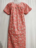 Traditional cotton nighty, 55 Inches Long -Peach - Image 2