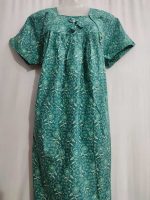 Traditional cotton nighty, 55 Inches Long -Green - Image 2