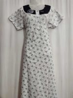 Comfortable Churidar Model Cotton Nighty - 55 Inches Long - White - Image 4