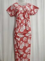 Traditional cotton nighty, 55 Inches Long - Peach - Image 3