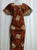 Traditional cotton nighty, 55 Inches Long -Brown - Image 3