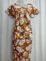 Front Open Cotton Nighty With Buttons, 55 Inches Long - Brown - Image 5