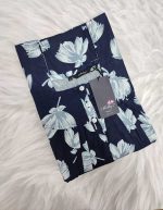 Front Open Cotton Nighty With Buttons, 55 Inches Long - Blue - Image 3