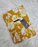 Front Open Cotton Nighty With Buttons, 55 Inches Long - Yellow - Image 3