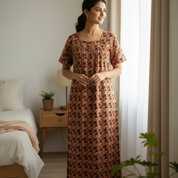 Traditional cotton nighty, 55 Inches Long