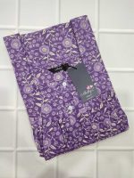 Front Open Cotton Nighty With Buttons, 55 Inches Long - Violet - Image 3