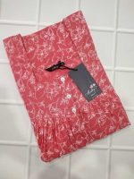 Front Open Cotton Nighty With Buttons, 55 Inches Long - Peach - Image 3