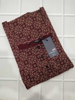 Comfortable Front Open Cotton Nighty With Buttons- 57 inches long - Maroon - Image 3