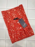 Front Open Cotton Nighty With Buttons, 55 Inches Long - Orange - Image 3