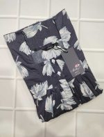 Front Open Cotton Nighty With Buttons, 55 Inches Long - Ash - Image 3