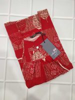 Traditional cotton nighty, 55 Inches Long -Red - Image 3