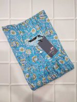 Traditional cotton nighty, 55 Inches Long - Blue - Image 3