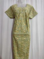 Traditional cotton nighty, 55 Inches Long - Green - Image 4