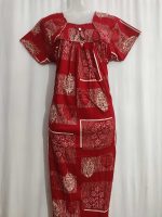 Traditional cotton nighty, 55 Inches Long -Red - Image 4