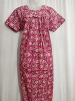 Traditional cotton nighty, 55 Inches Long - Rose - Image 4
