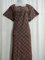 Comfortable Front Open Cotton Nighty With Buttons- 57 inches long - Black - Image 4