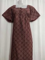 Comfortable Front Open Cotton Nighty With Buttons- 57 inches long - Maroon - Image 4