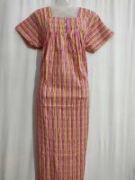 Front Open Cotton Nighty With Buttons, 55 Inches Long - Image 4