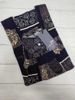 Traditional cotton nighty, 55 Inches Long - Dark Blue - Image 3