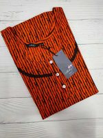 Comfortable Churidar Model Cotton Nighty - 55 Inches Long - Orange - Image 4