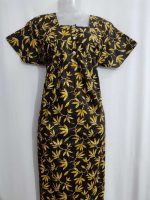 Front Open Cotton Nighty With Buttons, 55 Inches Long - Brown - Image 3