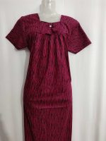 Traditional cotton nighty, 55 Inches Long - Magenta - Image 3