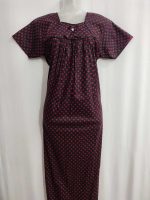 Traditional cotton nighty, 55 Inches Long - Black - Image 4