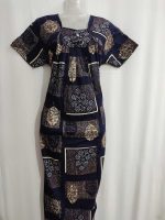 Traditional cotton nighty, 55 Inches Long - Dark Blue - Image 4