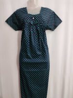 Traditional cotton nighty, 55 Inches Long - Green - Image 4