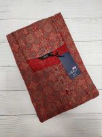 Comfortable Front Open Cotton Nighty With Buttons- 57 inches long - Red - Image 3