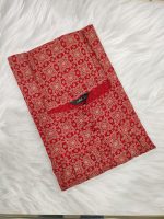 Comfortable Front Open Cotton Nighty With Buttons- 57 inches long - Red - Image 3