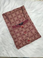 Comfortable Front Open Cotton Nighty With Buttons- 57 inches long - Maroon - Image 3