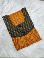 Front Open Cotton Nighty With Buttons, 55 Inches Long - Yellow - Image 3