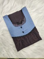 Front Open Cotton Nighty With Buttons, 55 Inches Long - Maroon - Image 3