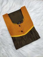 Front Open Cotton Nighty With Buttons, 55 Inches Long - Green - Image 3