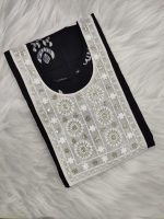 Comfortable Churidar Model Cotton Nighty - 55 Inches Long - Black - Image 3