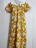 Comfortable cotton nighty with round neck -55 inches long - Yellow - Image 4
