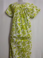 Traditional cotton nighty, 55 Inches Long - Green - Image 3