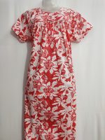 Traditional cotton nighty, 55 Inches Long - Peach - Image 3