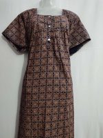 Comfortable Front Open Cotton Nighty With Buttons- 57 inches long - Blue - Image 4